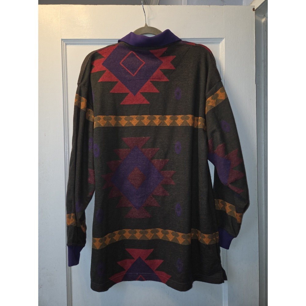 Vtg Ash Creek Trading Polo Mens Geometric Aztec Long Sleeve Shirt Sz M - Picture 3 of 3